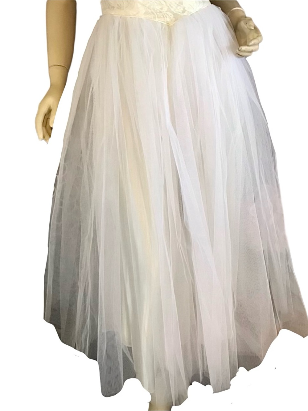 VINTAGE 1950'S CORRINE ORIGINALS WHITE & CREAM TULLE & LACE PARTY DRESS (S) - Picture 9 of 13